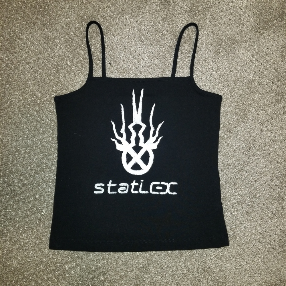 Y2k Mallgoth Black Spaghetti Strap Crop Top